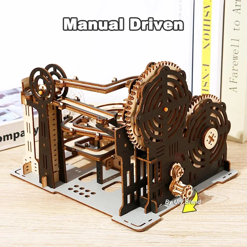 3D-Holzpuzzle, Kugelbahn-Set, DIY, mechanische Schiene, elektrisch, manuell, Modellbaustein-Bausätze, Montagespielzeug, Geschenk für Jugendliche und Erwachsene