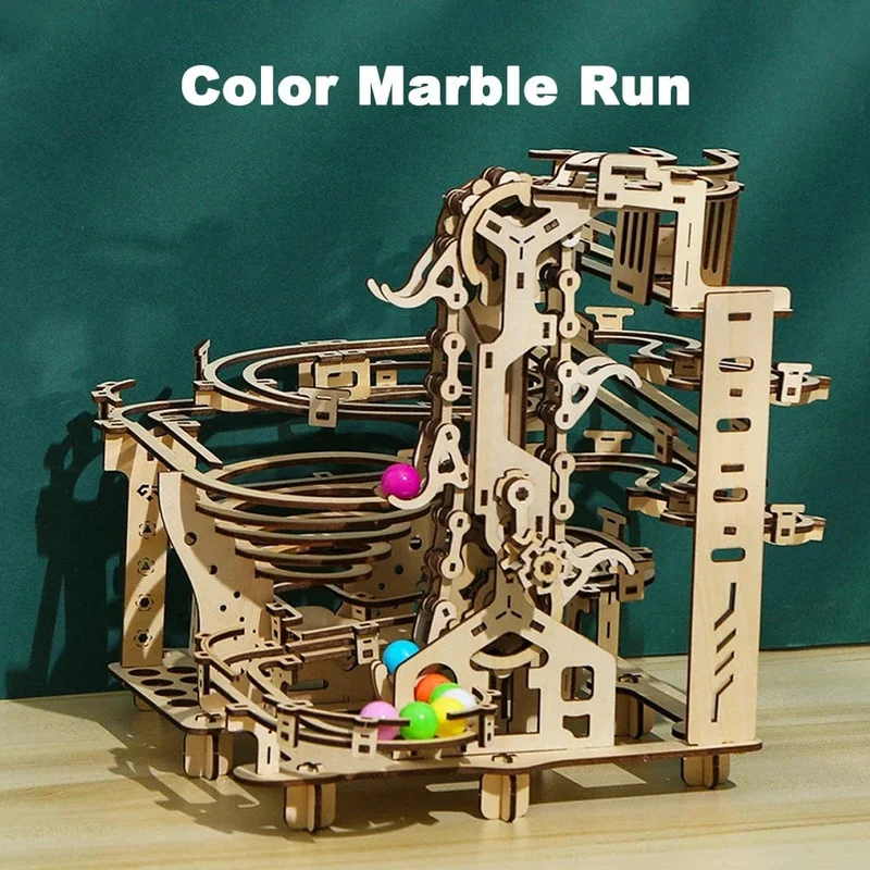 3D-Holzpuzzle, Kugelbahn-Set, DIY, mechanische Schiene, elektrisch, manuell, Modellbaustein-Bausätze, Montagespielzeug, Geschenk für Jugendliche und Erwachsene