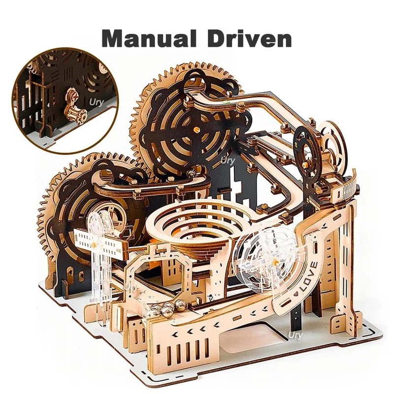 3D-Holzpuzzle, Kugelbahn-Set, DIY, mechanische Schiene, elektrisch, manuell, Modellbaustein-Bausätze, Montagespielzeug, Geschenk für Jugendliche und Erwachsene