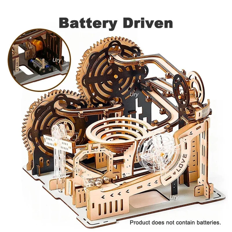 3D-Holzpuzzle, Kugelbahn-Set, DIY, mechanische Schiene, elektrisch, manuell, Modellbaustein-Bausätze, Montagespielzeug, Geschenk für Jugendliche und Erwachsene