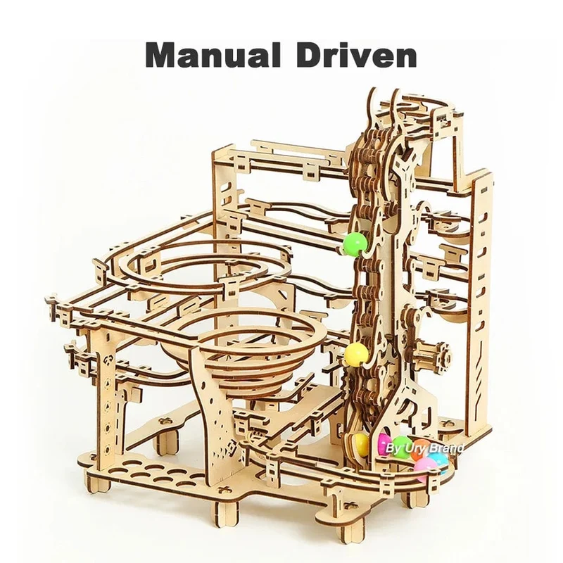 3D-Holzpuzzle, Kugelbahn-Set, DIY, mechanische Schiene, elektrisch, manuell, Modellbaustein-Bausätze, Montagespielzeug, Geschenk für Jugendliche und Erwachsene