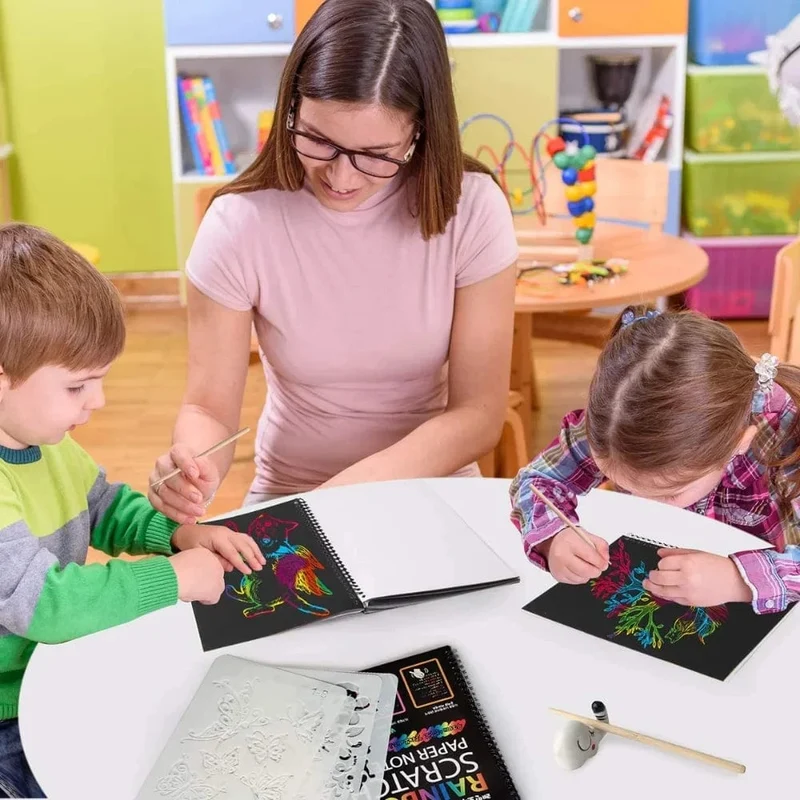 Rainbow Magic Scratch Off Papier-Set für Kinder, Kunst, Kratzen, Malen, Spielzeug, DIY-Graffiti-Buch, Kinder, Montessori-Lernspielzeug