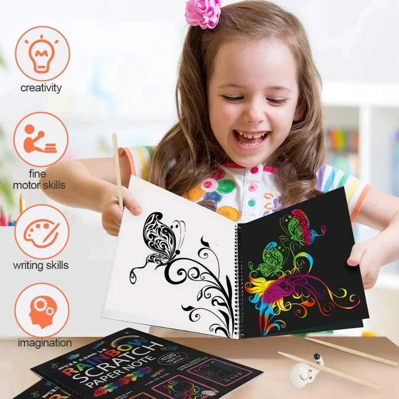 Rainbow Magic Scratch Off Papier-Set für Kinder, Kunst, Kratzen, Malen, Spielzeug, DIY-Graffiti-Buch, Kinder, Montessori-Lernspielzeug