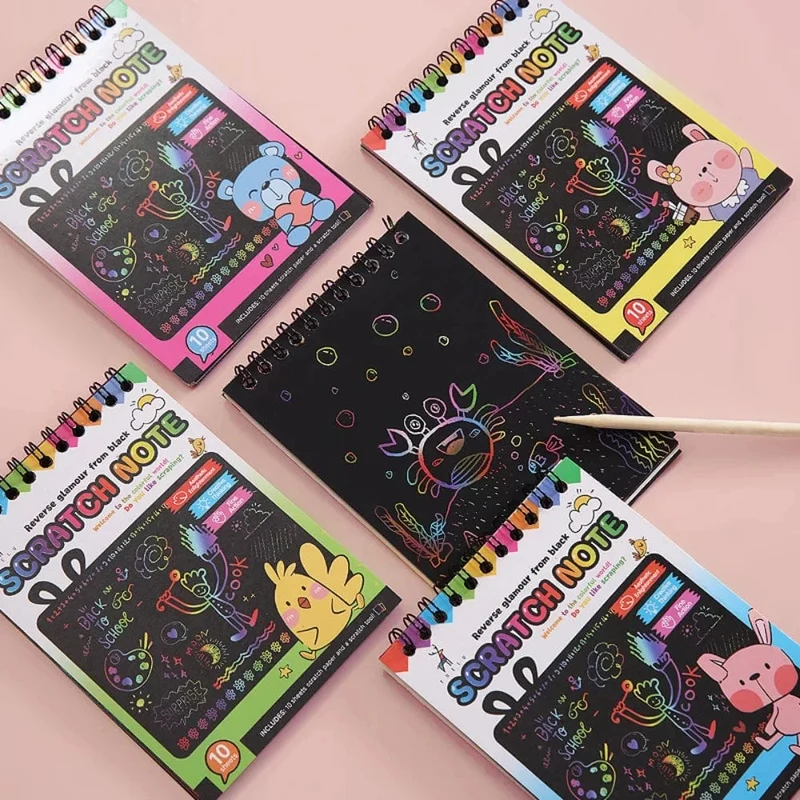 Rainbow Magic Scratch Off Papier-Set für Kinder, Kunst, Kratzen, Malen, Spielzeug, DIY-Graffiti-Buch, Kinder, Montessori-Lernspielzeug