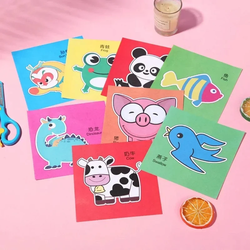 48 stücke Kinder Handgemachtes Papierschnittbuch Bastelspielzeug DIY Kinder Basteln Cartoon Scrapbooking Papierspielzeug für Kinder Lernspielzeug Geschenke