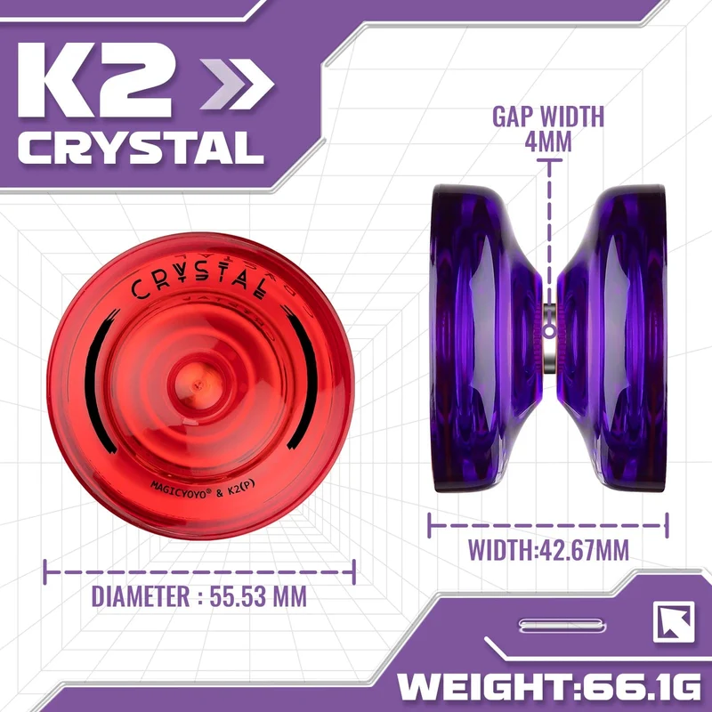 MAGICYOYO Reaktionsfreudiges Yo-Yo für Kinder K2 Crystal, Mehrzweck-Jojo aus Kunststoff für Anfänger, nicht reagierendes Ersatzkugellager