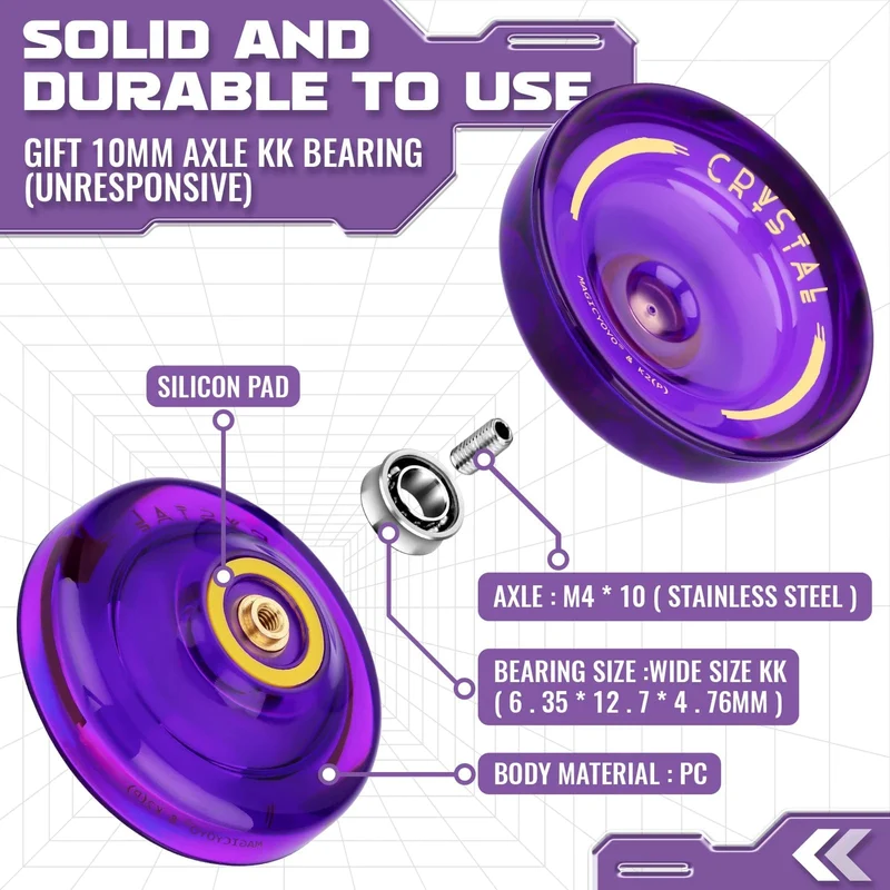 MAGICYOYO Reaktionsfreudiges Yo-Yo für Kinder K2 Crystal, Mehrzweck-Jojo aus Kunststoff für Anfänger, nicht reagierendes Ersatzkugellager