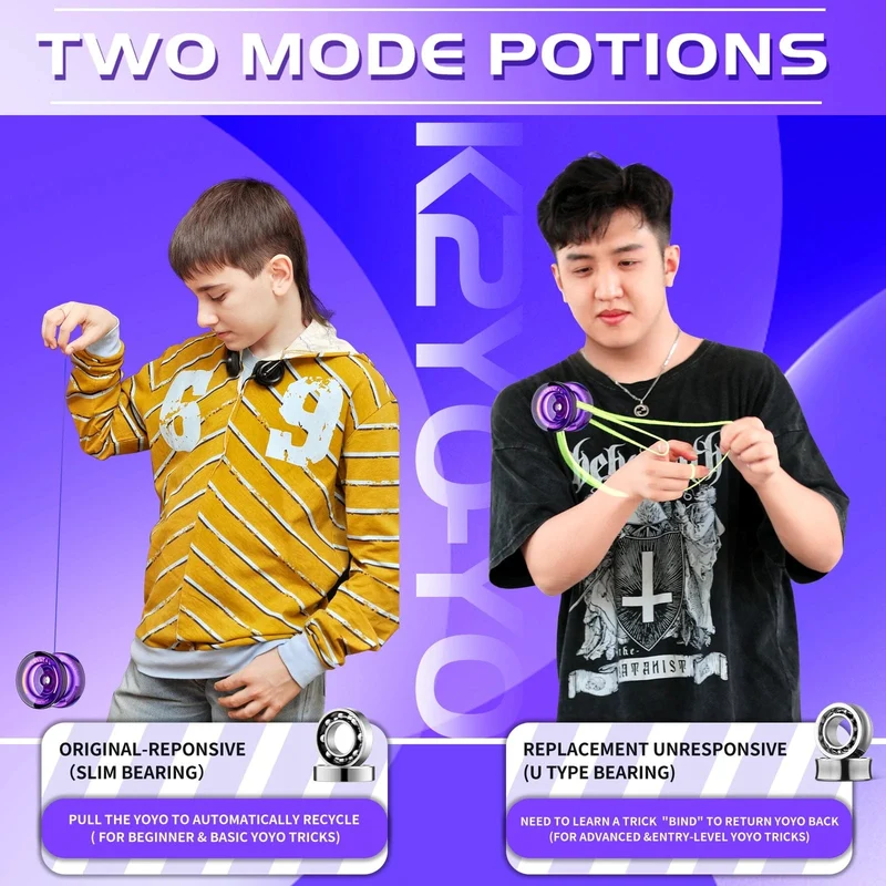 MAGICYOYO Reaktionsfreudiges Yo-Yo für Kinder K2 Crystal, Mehrzweck-Jojo aus Kunststoff für Anfänger, nicht reagierendes Ersatzkugellager