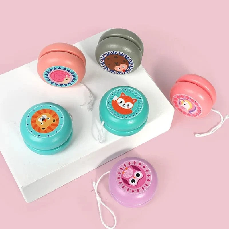 6 cm Holz-Yo-Yo-Ball, niedliches Tiermotiv, Holz-Yo-Yo-Spielzeug, Marienkäfer-Spielzeug, Kinder-Yo-Yo, kreatives Cartoon-Einhorn-Yo-Yo-Spielzeug für Kinder