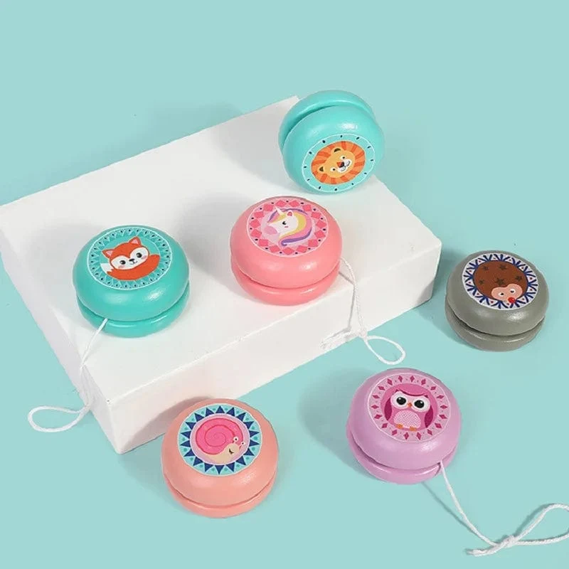6 cm Holz-Yo-Yo-Ball, niedliches Tiermotiv, Holz-Yo-Yo-Spielzeug, Marienkäfer-Spielzeug, Kinder-Yo-Yo, kreatives Cartoon-Einhorn-Yo-Yo-Spielzeug für Kinder