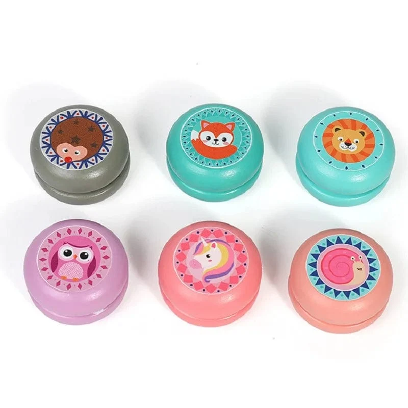 6 cm Holz-Yo-Yo-Ball, niedliches Tiermotiv, Holz-Yo-Yo-Spielzeug, Marienkäfer-Spielzeug, Kinder-Yo-Yo, kreatives Cartoon-Einhorn-Yo-Yo-Spielzeug für Kinder