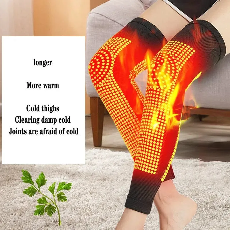 2 Stück selbsterwärmende Knieschützer, Kniebandage, warm, für Arthritis, Gelenkschmerzen, Linderung von Verletzungen, Erholung, Beinmassagegerät, länger, natürlich