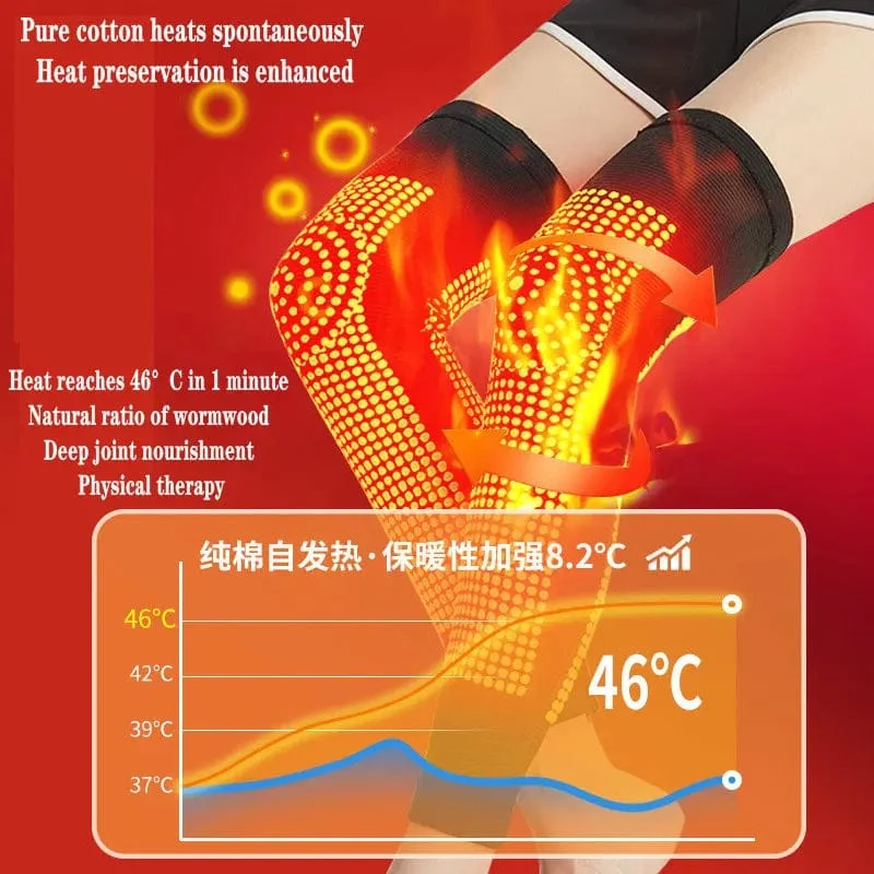 2 Stück selbsterwärmende Knieschützer, Kniebandage, warm, für Arthritis, Gelenkschmerzen, Linderung von Verletzungen, Erholung, Beinmassagegerät, länger, natürlich