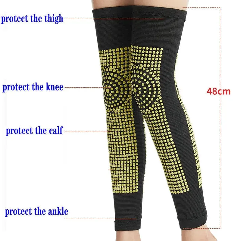 2 Stück selbsterwärmende Knieschützer, Kniebandage, warm, für Arthritis, Gelenkschmerzen, Linderung von Verletzungen, Erholung, Beinmassagegerät, länger, natürlich