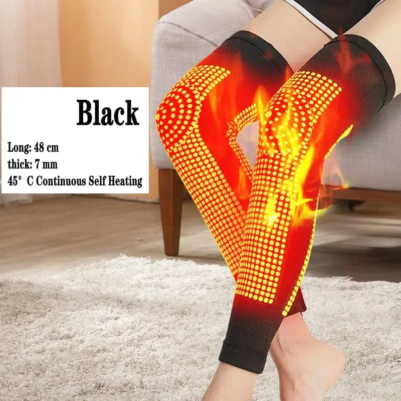 2 Stück selbsterwärmende Knieschützer, Kniebandage, warm, für Arthritis, Gelenkschmerzen, Linderung von Verletzungen, Erholung, Beinmassagegerät, länger, natürlich