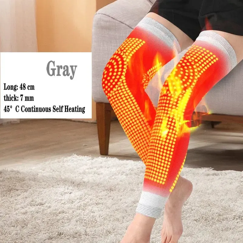 2 Stück selbsterwärmende Knieschützer, Kniebandage, warm, für Arthritis, Gelenkschmerzen, Linderung von Verletzungen, Erholung, Beinmassagegerät, länger, natürlich