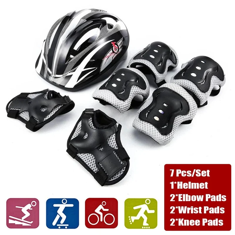 Kinder Rollerblading Schutzausrüstung Set Helmschutz Knie Ellenbogen Handgelenkschützer Junge Mädchen Fahrrad Skateboard Skifahren Roller Sport