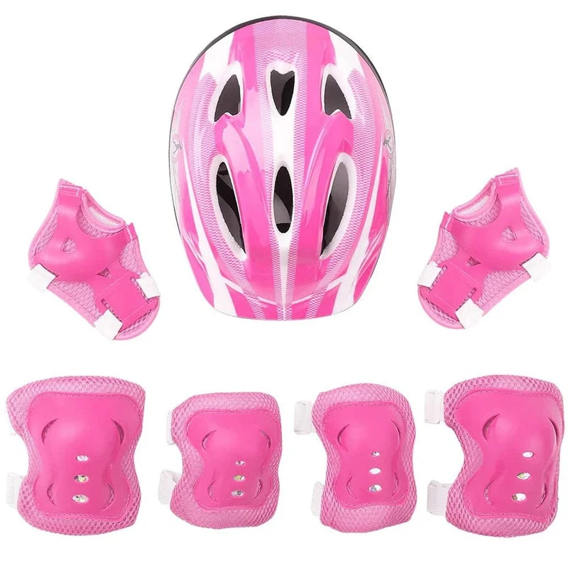 Kinder Rollerblading Schutzausrüstung Set Helmschutz Knie Ellenbogen Handgelenkschützer Junge Mädchen Fahrrad Skateboard Skifahren Roller Sport