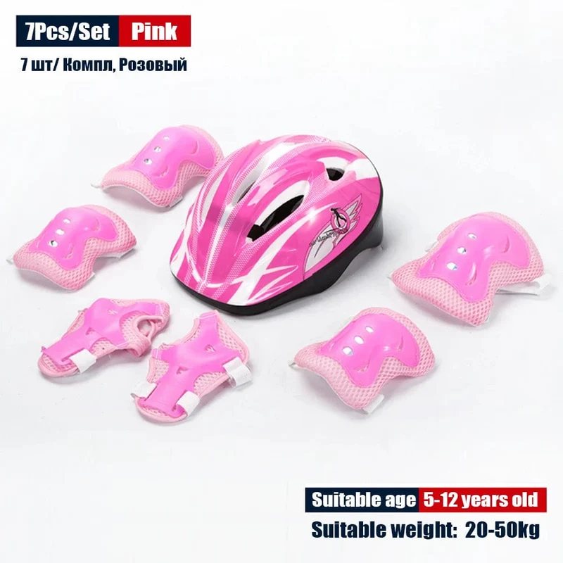 Kinder Rollerblading Schutzausrüstung Set Helmschutz Knie Ellenbogen Handgelenkschützer Junge Mädchen Fahrrad Skateboard Skifahren Roller Sport
