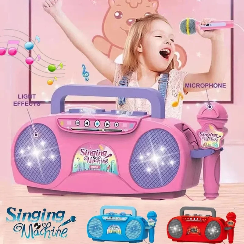 Kinder-Mikrofon, Karaoke-Maschine, Musikinstrument, Spielzeug mit Licht, für drinnen und draußen, Reisen, pädagogisches Spielzeug, Geschenk für Mädchen, Jungen, Kinder
