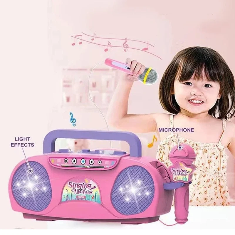 Kinder-Mikrofon, Karaoke-Maschine, Musikinstrument, Spielzeug mit Licht, für drinnen und draußen, Reisen, pädagogisches Spielzeug, Geschenk für Mädchen, Jungen, Kinder