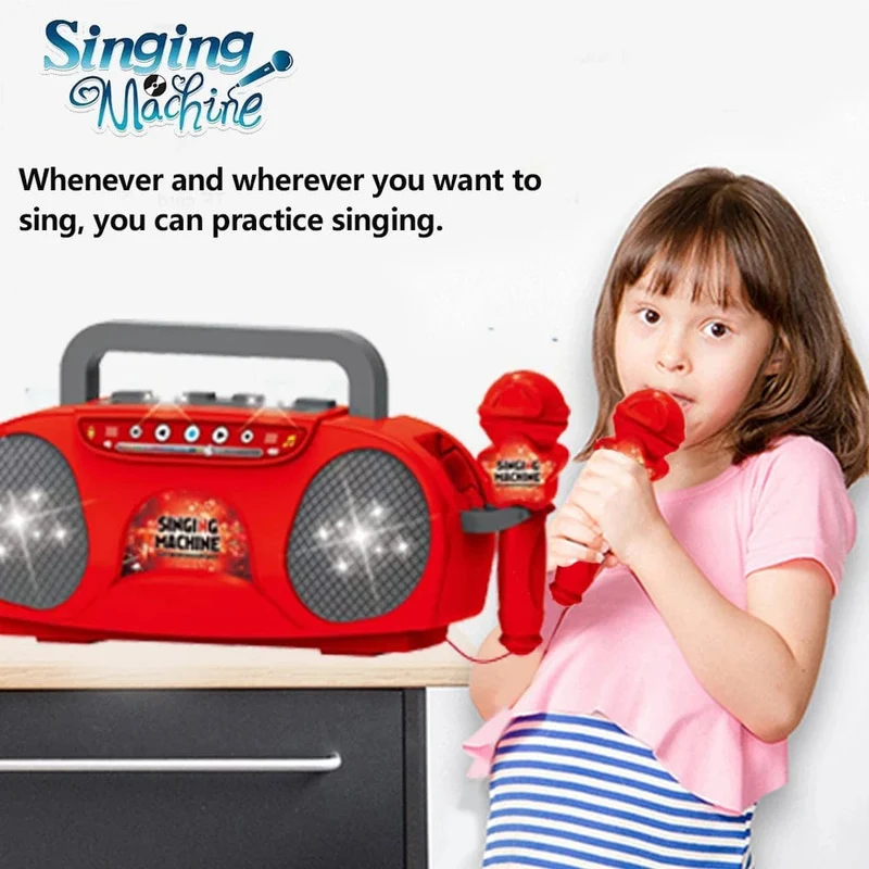 Kinder-Mikrofon, Karaoke-Maschine, Musikinstrument, Spielzeug mit Licht, für drinnen und draußen, Reisen, pädagogisches Spielzeug, Geschenk für Mädchen, Jungen, Kinder