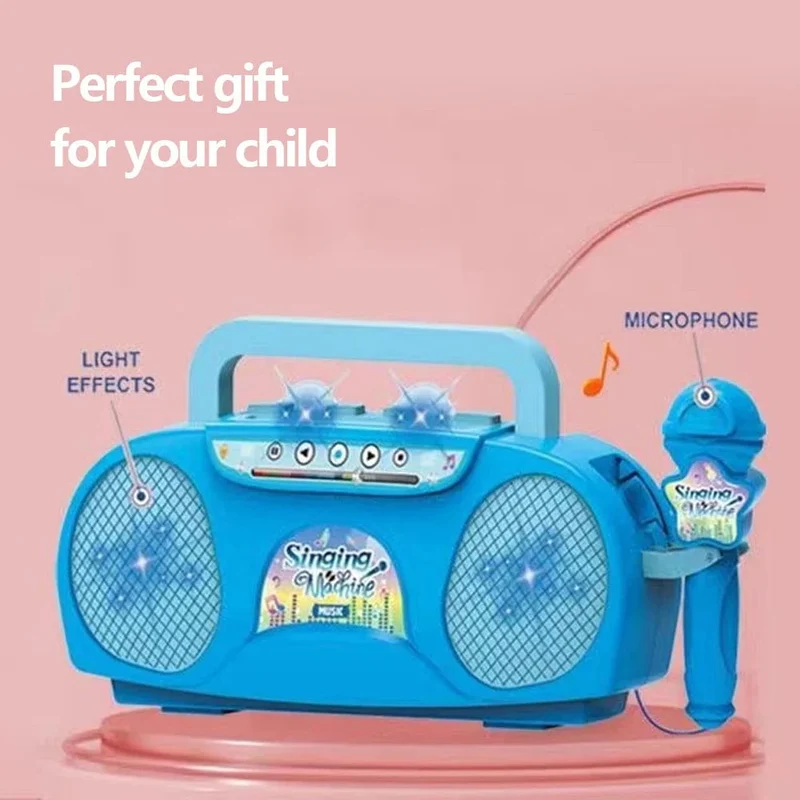 Kinder-Mikrofon, Karaoke-Maschine, Musikinstrument, Spielzeug mit Licht, für drinnen und draußen, Reisen, pädagogisches Spielzeug, Geschenk für Mädchen, Jungen, Kinder