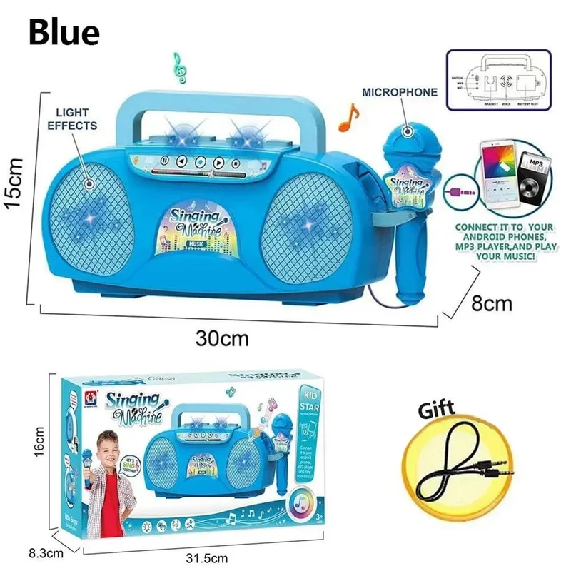 Kinder-Mikrofon, Karaoke-Maschine, Musikinstrument, Spielzeug mit Licht, für drinnen und draußen, Reisen, pädagogisches Spielzeug, Geschenk für Mädchen, Jungen, Kinder