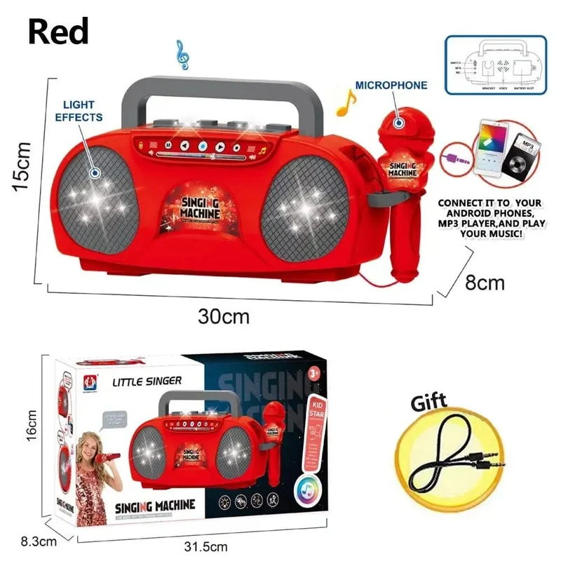 Kinder-Mikrofon, Karaoke-Maschine, Musikinstrument, Spielzeug mit Licht, für drinnen und draußen, Reisen, pädagogisches Spielzeug, Geschenk für Mädchen, Jungen, Kinder