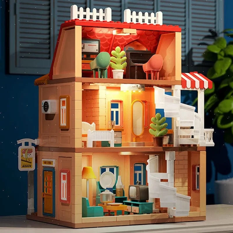 Großer Baustein, zusammengebaut, Mini-Möbel, Spielhaus, Spielzeug für Kinder, kompatibel mit Duploed-Zubehör, pädagogisches Geschenk