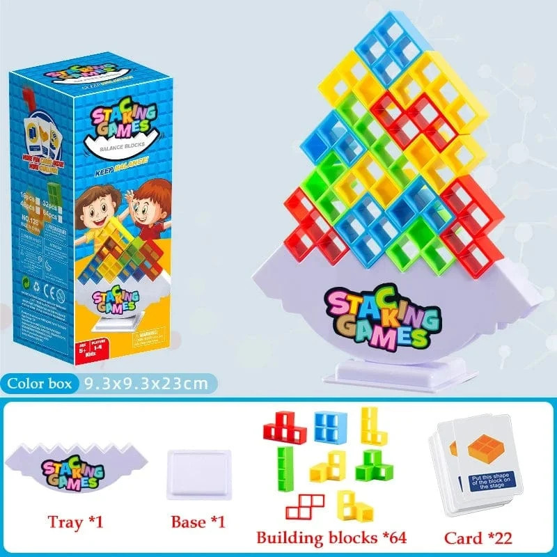 48PCS Tetra Tower Fun Balance Stacking Building Blocks Brettspiel für Kinder Erwachsene Freunde Team Wohnheim Familienspielabend und Party