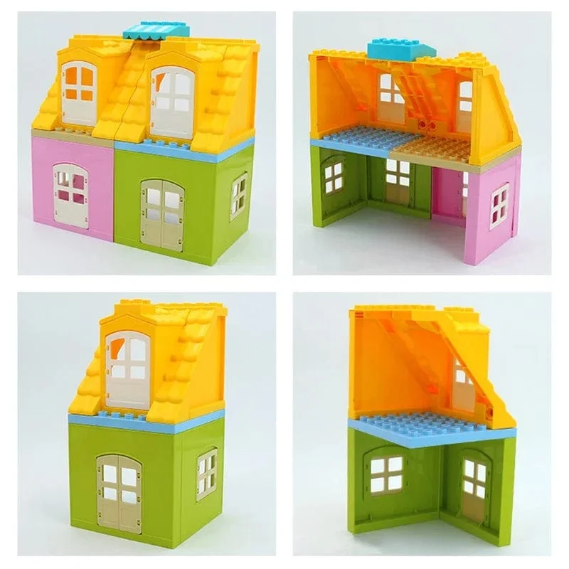 Große Bausteine ​​Häuser bauen Zubehör Tür Fenster Sets Wand Dach kompatibel große Steine ​​​​zusammenbauen Junge Mädchen Kinder Spielzeug Geschenke