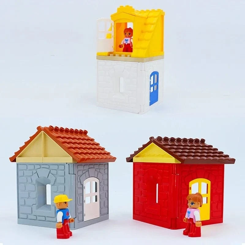 Große Bausteine ​​Häuser bauen Zubehör Tür Fenster Sets Wand Dach kompatibel große Steine ​​​​zusammenbauen Junge Mädchen Kinder Spielzeug Geschenke