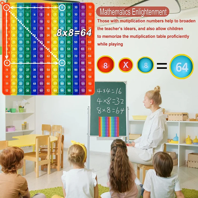 12x12 Multiplikationsspiel, Pop-Spielzeug, Mathe-Lernen, Lernspielzeug, Manipulationen für Kinder, Vorschule, Kindergarten, Klassenzimmer, Push
