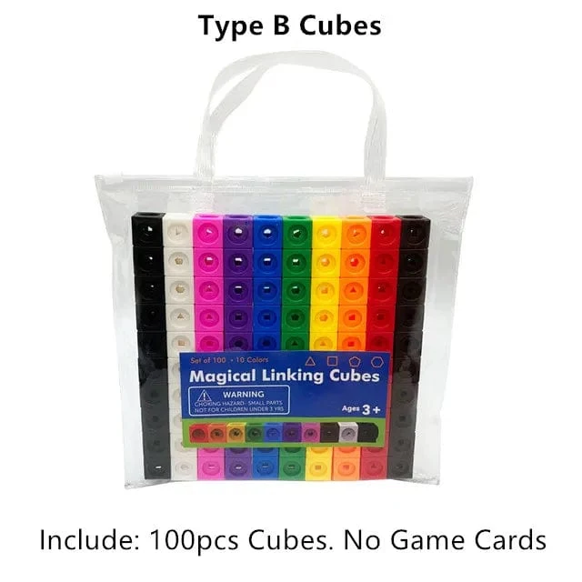Moulty Linking Math Cubes Set mit 100 zählenden Zahlenblöcken STEM-Zählspielzeug Snap Linking Cube Math Counters zum Lernen von Kindern