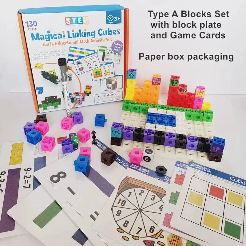 Moulty Linking Math Cubes Set mit 100 zählenden Zahlenblöcken STEM-Zählspielzeug Snap Linking Cube Math Counters zum Lernen von Kindern