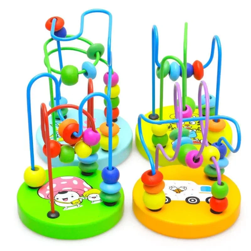 Mini Montessori Holzspielzeug Kinder Kreise Bead Wire Maze Achterbahn Kleinkind Frühe Pädagogische Puzzles Spielzeug für Kinder Kleinkinder