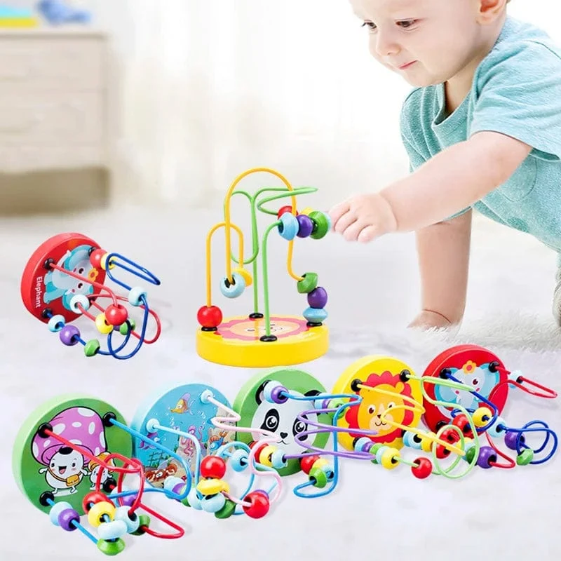 Mini Montessori Holzspielzeug Kinder Kreise Bead Wire Maze Achterbahn Kleinkind Frühe Pädagogische Puzzles Spielzeug für Kinder Kleinkinder