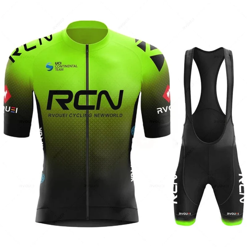 Rcn Fluoreszierende Grüne Fahrrad-Sets Mountainbike-Uniform Sommer Herren Radtrikot-Set Rennrad-Trikots MTB Fahrradbekleidung