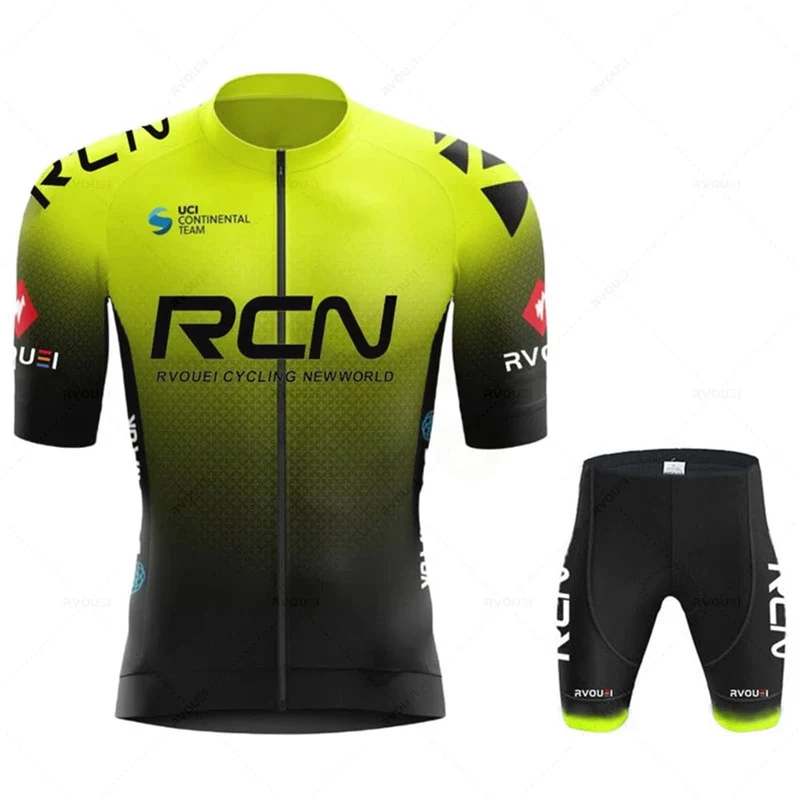 Rcn Fluoreszierende Grüne Fahrrad-Sets Mountainbike-Uniform Sommer Herren Radtrikot-Set Rennrad-Trikots MTB Fahrradbekleidung