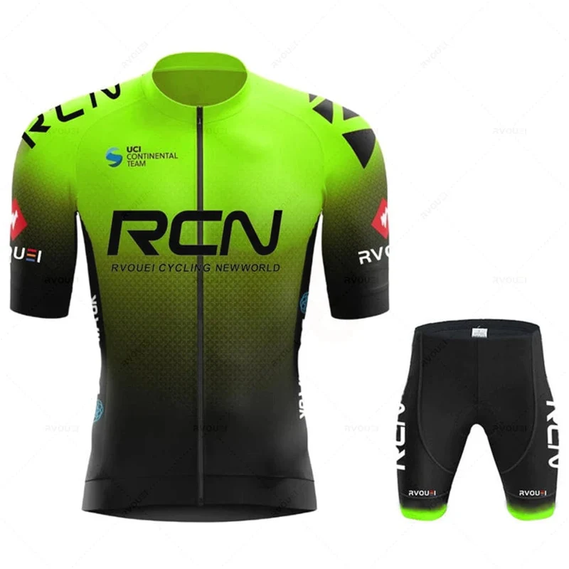 Rcn Fluoreszierende Grüne Fahrrad-Sets Mountainbike-Uniform Sommer Herren Radtrikot-Set Rennrad-Trikots MTB Fahrradbekleidung