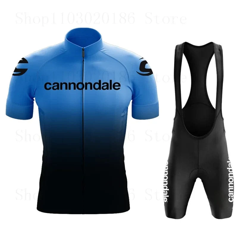 Cannondale Männer Kurzarm Radfahren Jersey Set Sommer Bicicleta Kleidung MTB Maillot Ropa Ciclismo Sportswear Blau Fahrrad Anzug