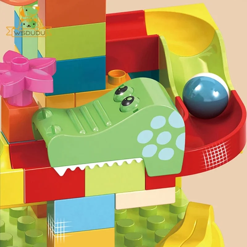 Rutsche Marmorkugeln Bausteine ​​Tier Dinosaurier Rennen Laufstrecke Modellbau Stapel Große Ziegel Spiel Puzzle Spielzeug Kind Geschenk