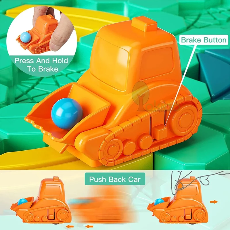 Logik-Brettspiel für Kinder, Marmorbahn-Blöcke, Puzzle, Auto-Strecke, Spielzeug, Rennwagen-Schienenblöcke, Schienen-Bau- und Konstruktionsspiel