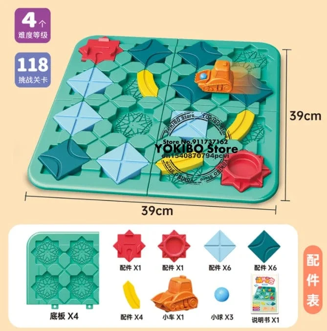 Logik-Brettspiel für Kinder, Marmorbahn-Blöcke, Puzzle, Auto-Strecke, Spielzeug, Rennwagen-Schienenblöcke, Schienen-Bau- und Konstruktionsspiel