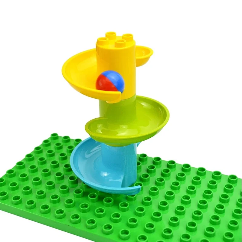 Großer Baustein, Marmor-Rennlauf, Rutschbahn, Labyrinth, Ball, Trichter, Dinosaurier, Tier, große Partikel, Ziegel, kompatibles Duploes-Spielzeug
