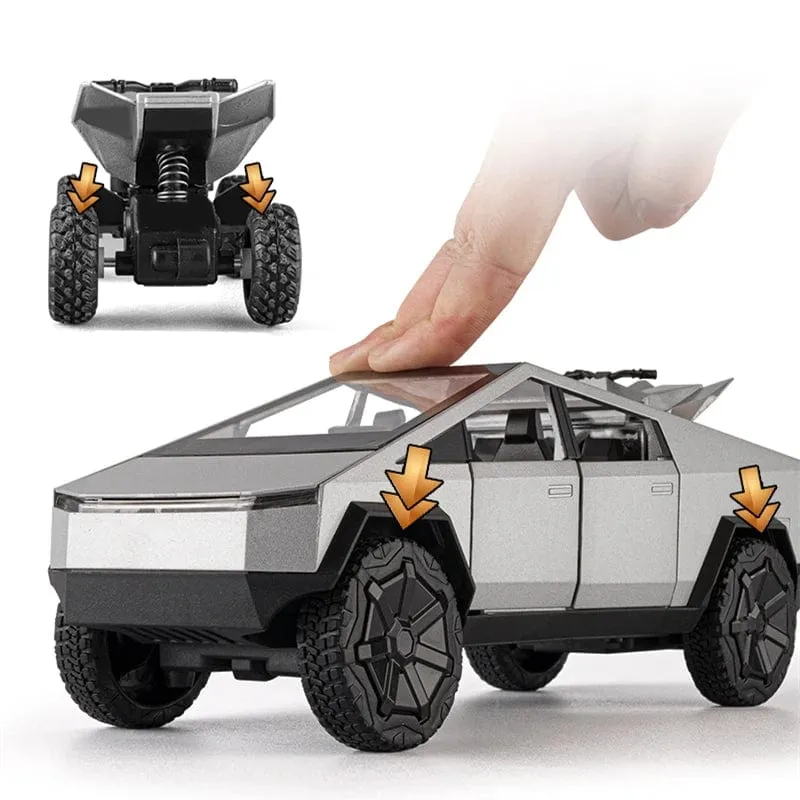 1/24 Tesla Cybertruck Pickup Legierung Auto Modell Druckguss Metall Spielzeug Geländewagen Auto Modell Simulation Sound und Licht Kinder Geschenk