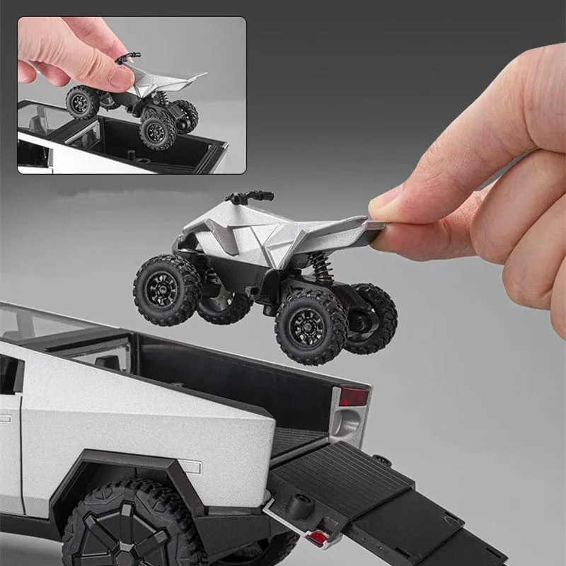 1/24 Tesla Cybertruck Pickup Legierung Auto Modell Druckguss Metall Spielzeug Geländewagen Auto Modell Simulation Sound und Licht Kinder Geschenk
