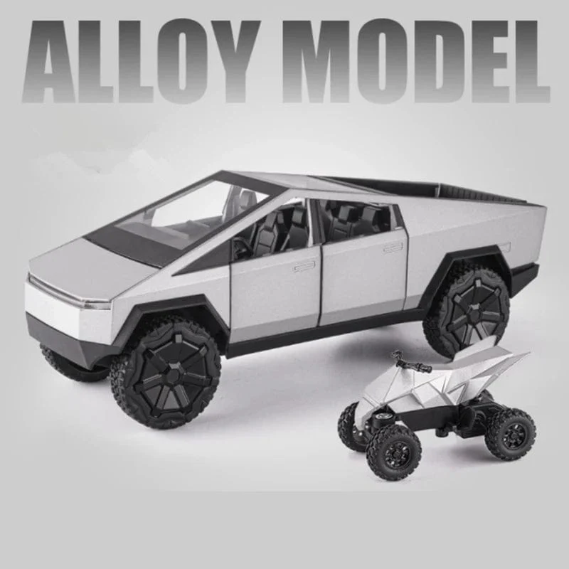 1/24 Tesla Cybertruck Pickup Legierung Auto Modell Druckguss Metall Spielzeug Geländewagen Auto Modell Simulation Sound und Licht Kinder Geschenk