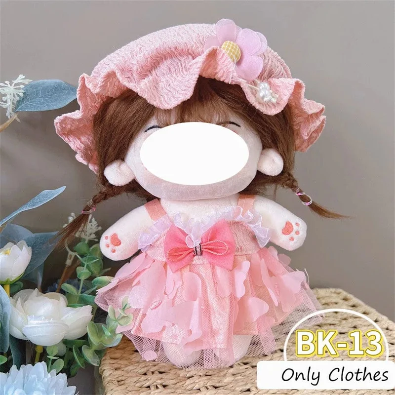 Hübsche Kleiderkleidung für 20 cm große Baumwoll-Plüschtiere, Anziehkleidung, Prinzessinnenrock, süßer lässiger Anzug, Socken-Set, Mädchen-Geburtstagsgeschenk